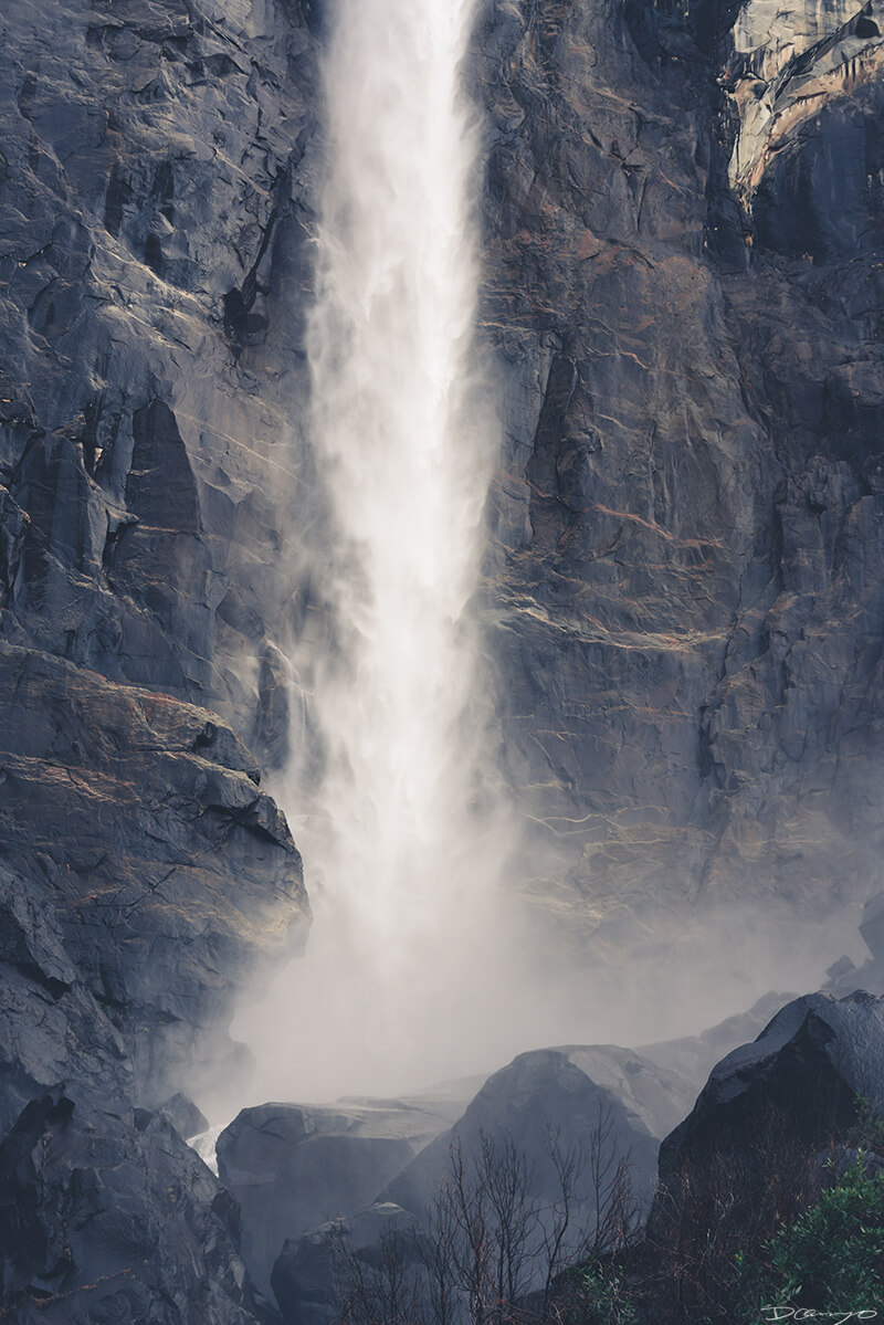 Bottom of Bridal Veil Falls in Yosemite, CA