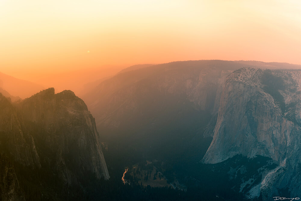 Landscape and nature photos from Yosemite, CA, during a vibrant sunset at the end of August 2020.