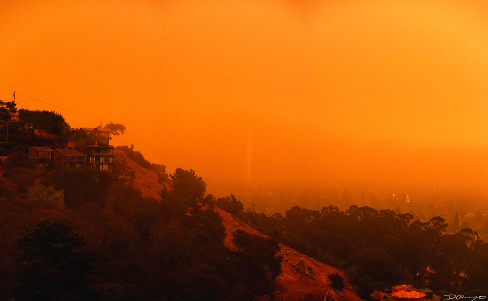 Photos of Berkeley covered in thick orange glow as wildfire smoke from the Creek Fire overhelmed the San Francisco Bay Area, CA on September 9, 2020.