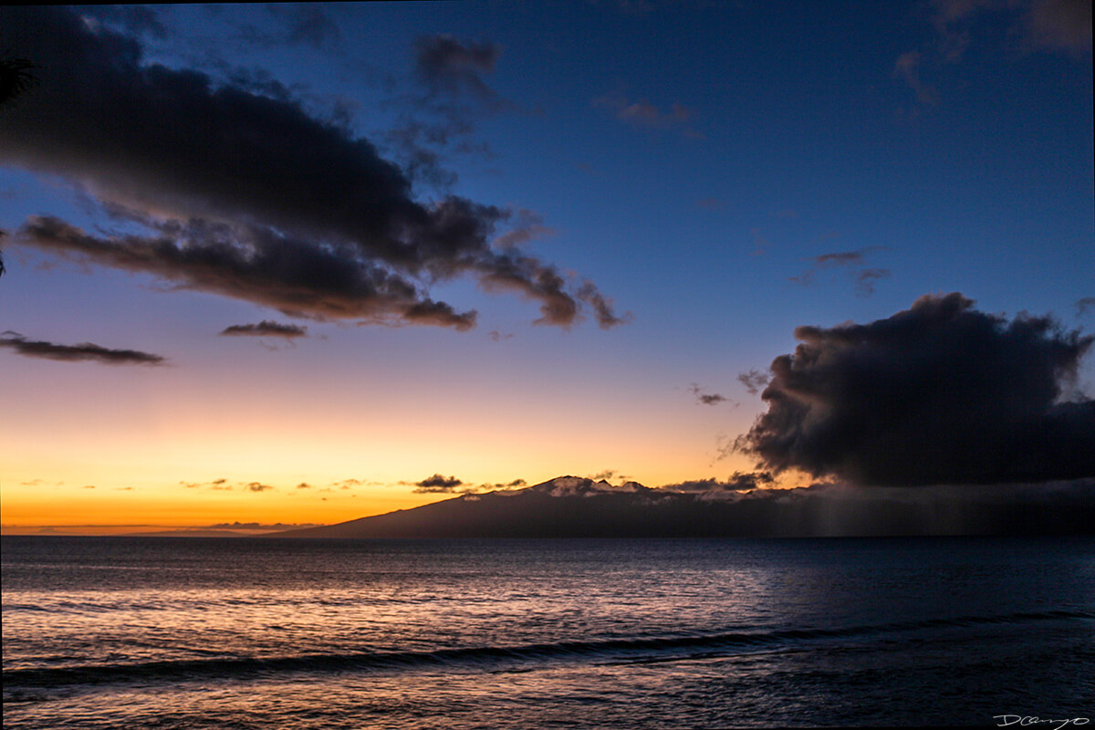 Sunset with Rain Storm from Maui, HI