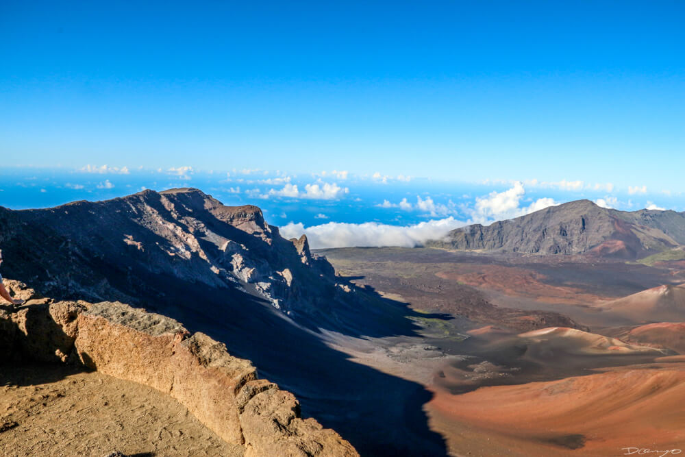 Above the clouds, looking into the crater on Mount Haleakala National Park, Hawaii